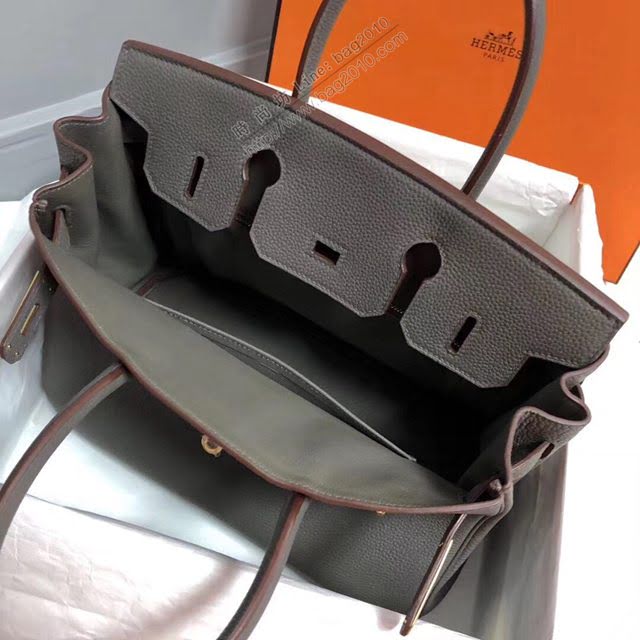 Hermes女包 愛馬仕Birkin Hermes鉑金包 togo小牛皮 錫器灰 蠟線半手工縫製  am1706